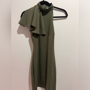 One shoulder army green midi dress size S